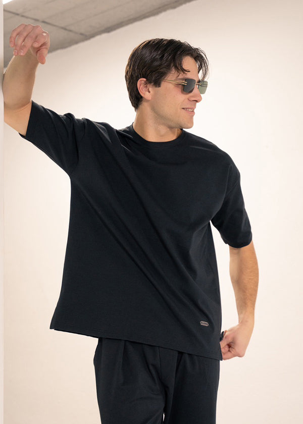 Ανδρική κοντομάνικη μπλούζα Close Society - S25-10 - simple oversized μαύρο