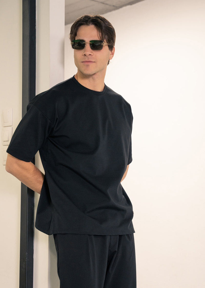 Ανδρική κοντομάνικη μπλούζα Close Society - S25-10 - simple oversized μαύρο