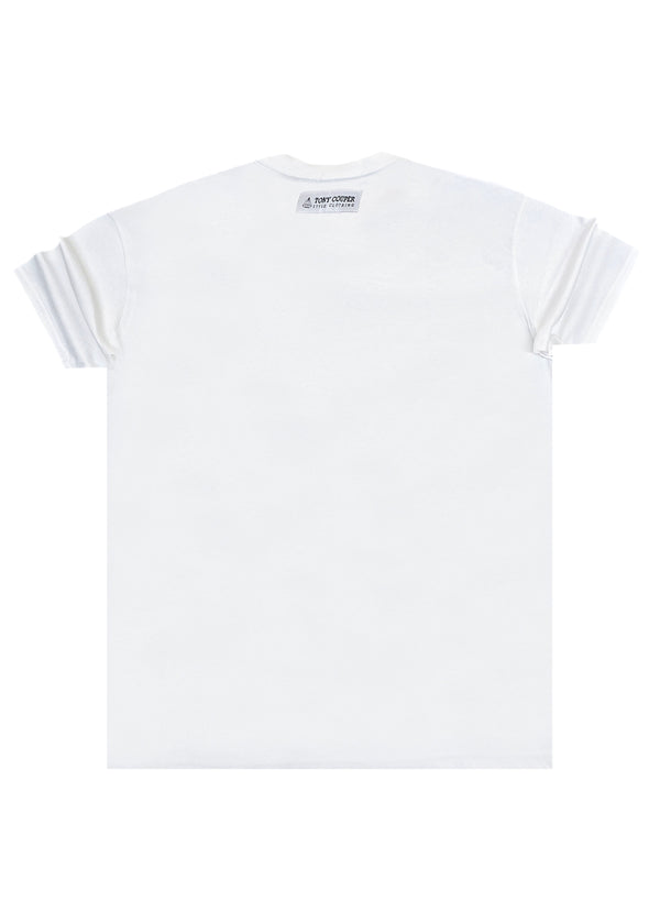 Ανδρική κοντομάνικη μπλούζα Tony Couper - S25/12 - ecru cube regular fit λευκό