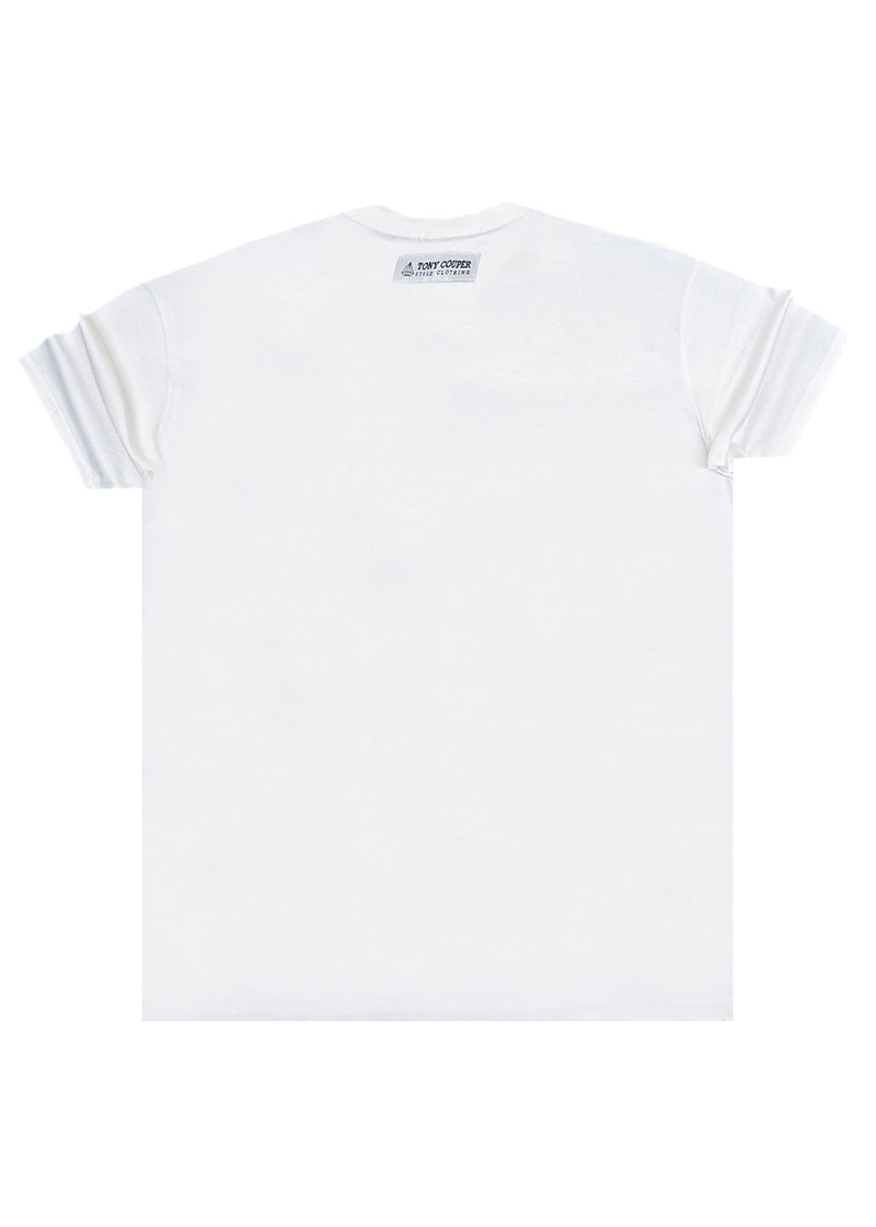 Ανδρική κοντομάνικη μπλούζα Tony Couper - T25/12 - ecru cube regular fit λευκό