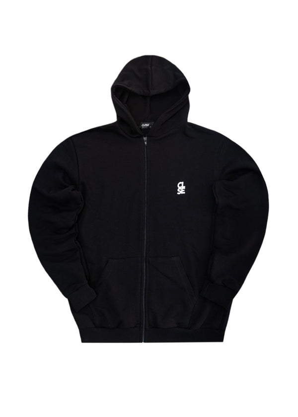 Ανδρική ζακέτα φούτερ Close society - S25-300 - basic logo zip-up hoodie -μαύρο