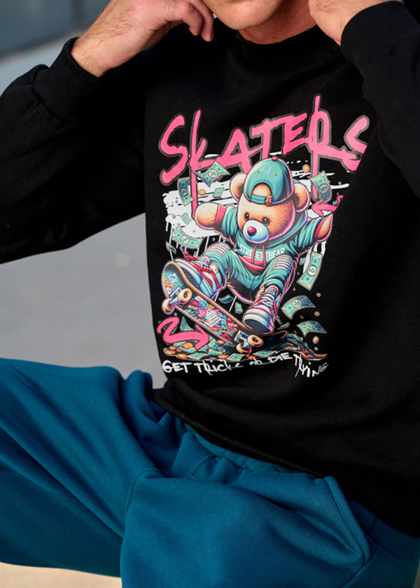 Ανδρικό μακρυμάνικο φούτερ Tony couper - S26/1- black skatebear