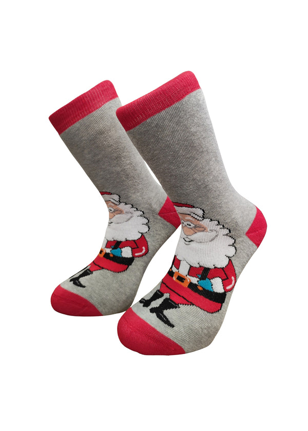 Χριστουγεννιάτικες κάλτσες V-tex -SANTA WITH PRESENT-γκρι