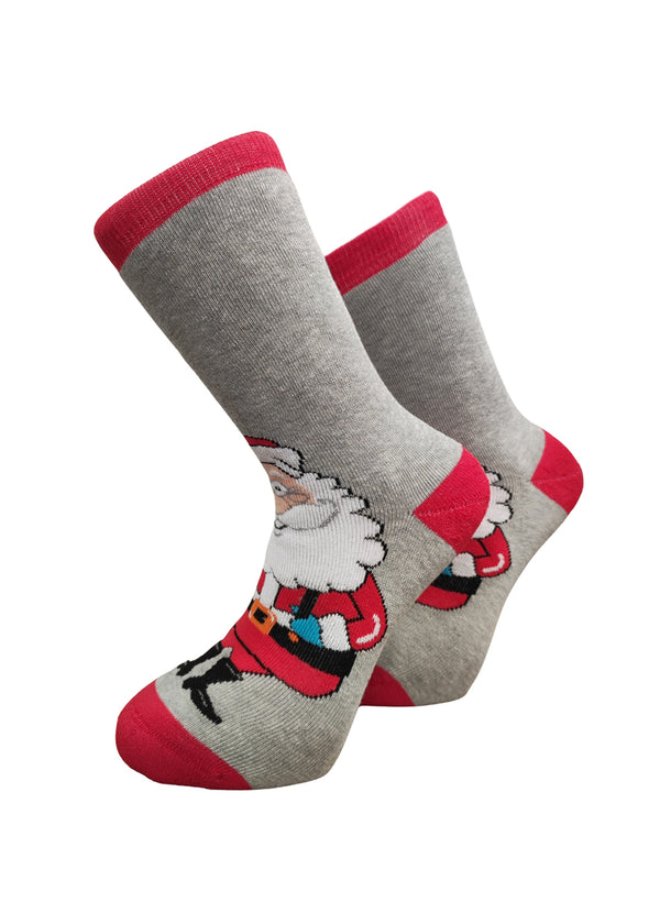 Χριστουγεννιάτικες κάλτσες V-tex -SANTA WITH PRESENT-γκρι