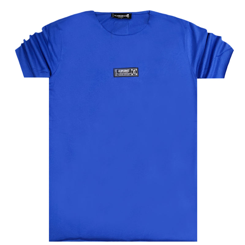 Scapegrace laser cut with logo tee - blue