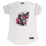 Scapegrace pink tape logo tee - white