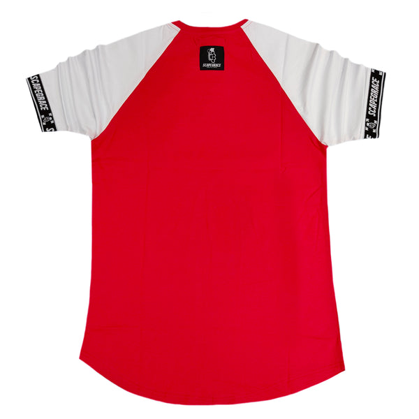 Scapegrace white raglan tee - red