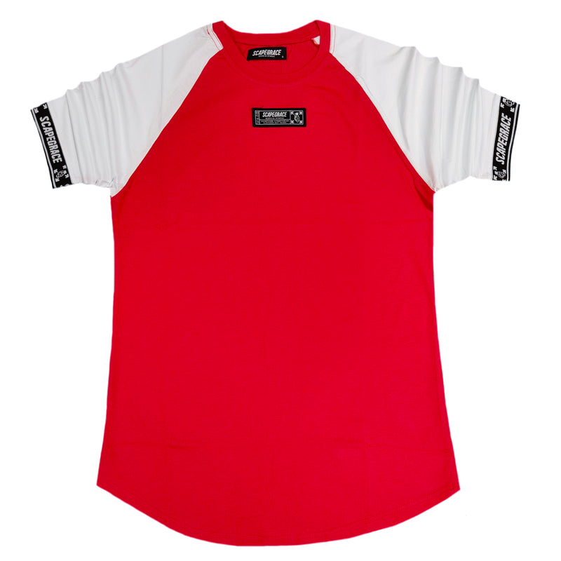 Scapegrace white raglan tee - red