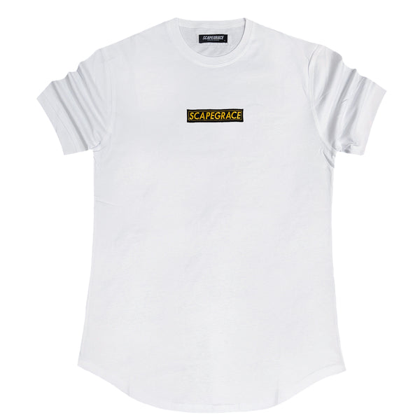 Scapegrace yellow box logo tee - white