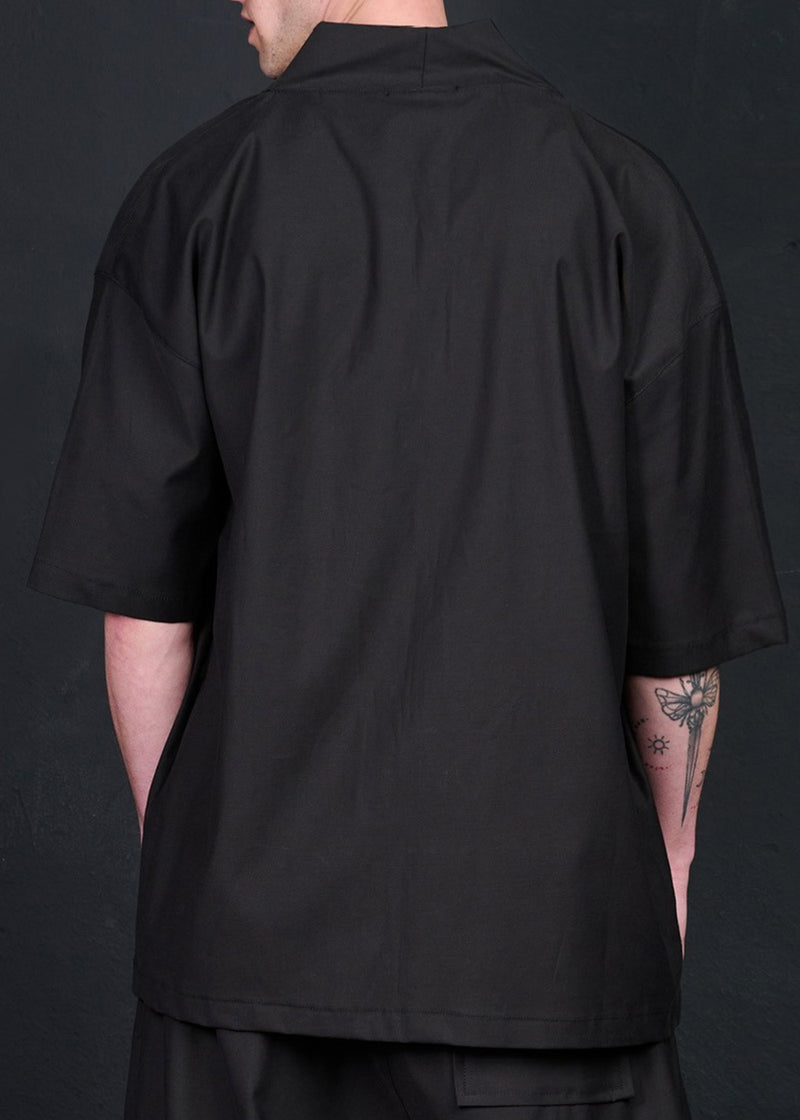 Ανδρική  πουκαμίσα με άνετη γραμμή Tony Couper - SH26/1 - black loose dress shirt μαύρο