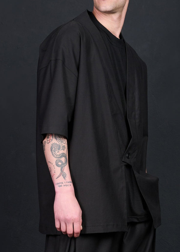 Ανδρική  πουκαμίσα με άνετη γραμμή Tony Couper - SH26/1 - black loose dress shirt μαύρο