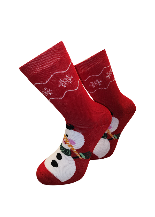 Χριστουγεννιάτικες κάλτσες V-tex - snowman socks - κόκκινο