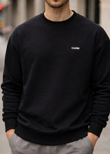 Ανδρικό φούτερ ανοιξιάτικο χωρίς χνούδι Close society-SP27-701-black logo sweatshirt μαύρο