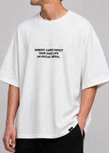 CLOSE SOCIETY - Ανδρικό oversized t-shirt Nobody Cares - Λευκό STO-310