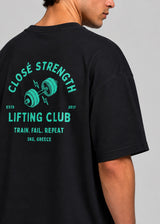 CLOSE SOCIETY - Ανδρικό oversized t-shirt Lifting Club - Μαύρη STO-320