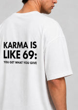 CLOSE SOCIETY - Ανδρικό oversized t-shirt Karma is like... - Λευκό STO-325