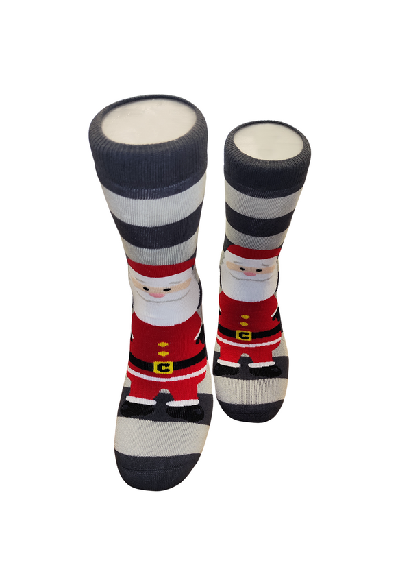 Χριστουγεννιάτικες κάλτσες V-tex - stripped santa socks - γκρι