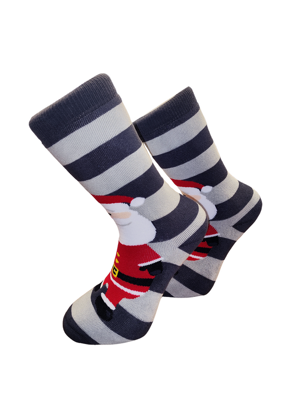 Χριστουγεννιάτικες κάλτσες V-tex - stripped santa socks - γκρι