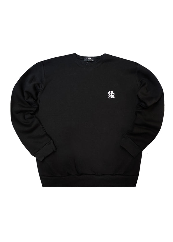 Ανδρική μακρυμάνικη φούτερ Close Society - SW26-400 - white basic close logo regular fit μαύρο