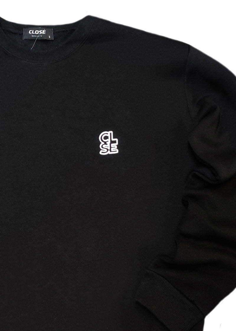 Ανδρική μακρυμάνικη φούτερ Close Society - SW26-400 - white basic close logo regular fit μαύρο