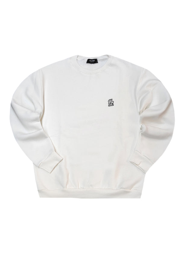 Ανδρική μακρυμάνικη φούτερ Close Society - SW26-400 - black basic close logo regular fit λευκό