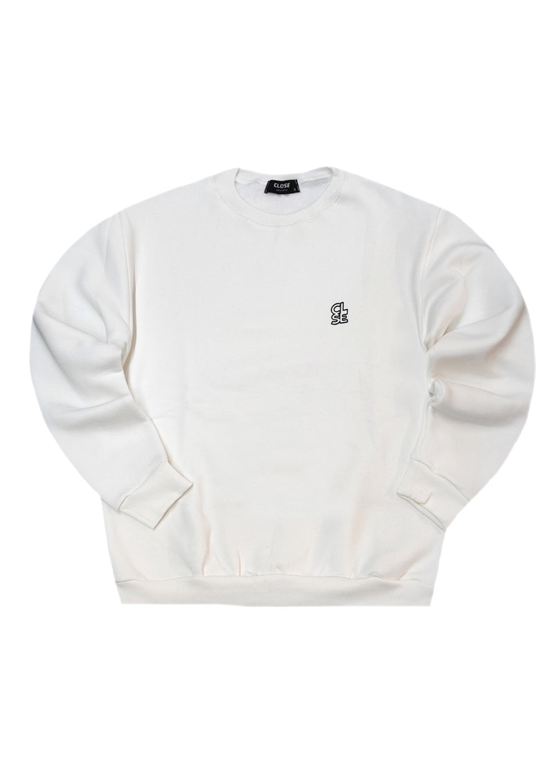 Ανδρική μακρυμάνικη φούτερ Close Society - SW26-400 - black basic close logo regular fit λευκό