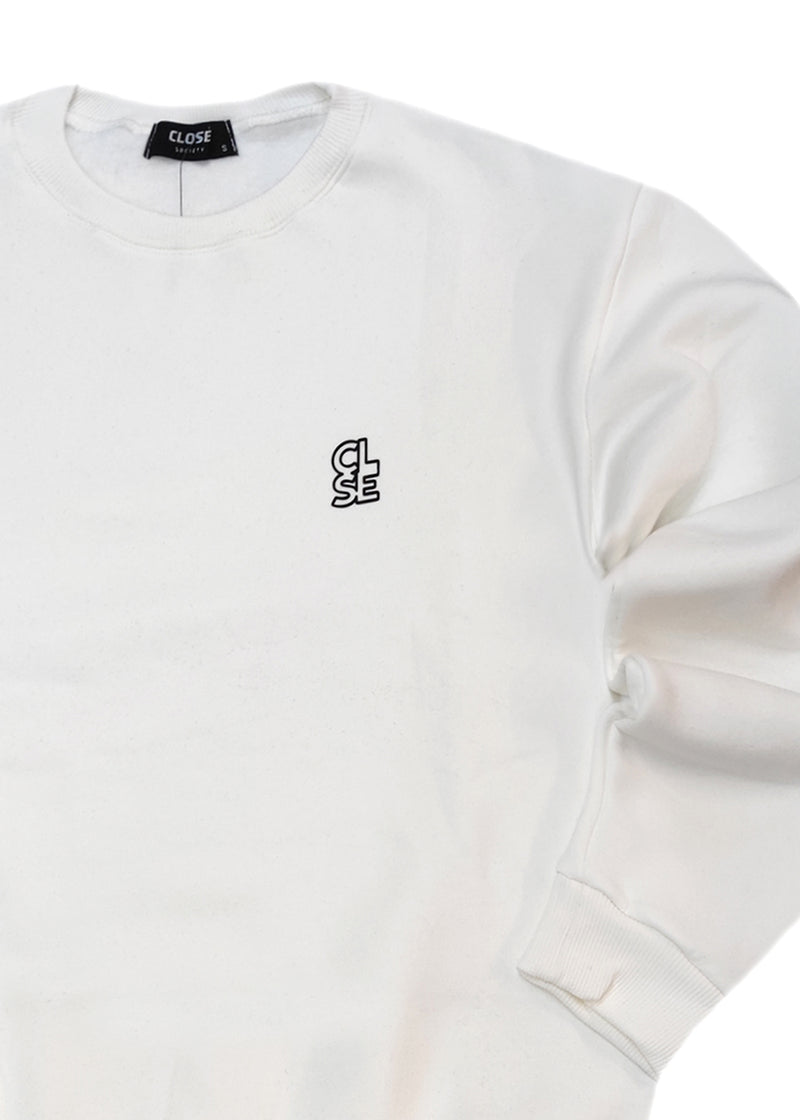 Ανδρική μακρυμάνικη φούτερ Close Society - SW26-400 - black basic close logo regular fit λευκό