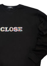 Ανδρική μακρυμάνικη φούτερ Close Society - SW26-500 - floral close logo regular fit μαύρο
