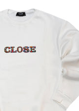 Ανδρική μακρυμάνικη φούτερ Close Society - SW26-500 - floral close logo regular fit λευκό