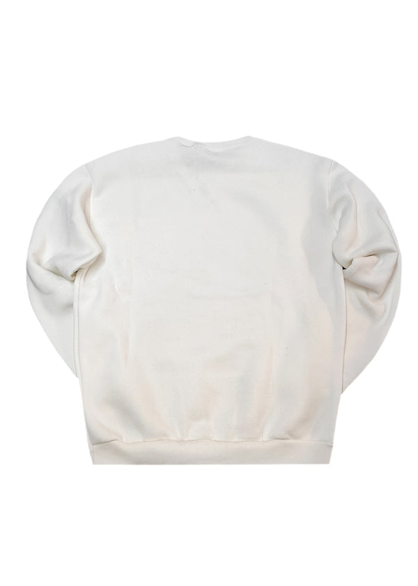 Ανδρική μακρυμάνικη φούτερ Close Society - SW26-500 - floral close logo regular fit λευκό