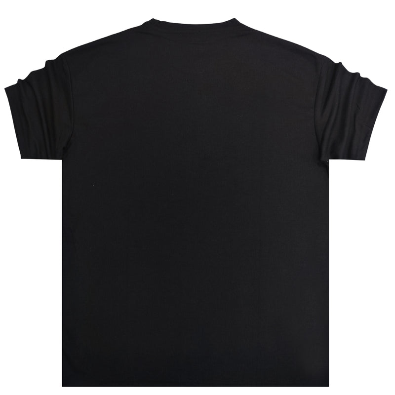 Ανδρική κοντομάνικη μπλούζα GANG - T-SET - simple linen tee μαύρο
