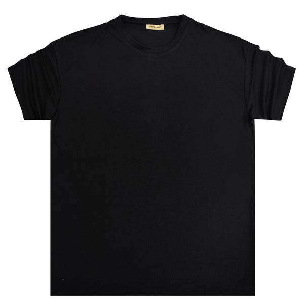 Ανδρική κοντομάνικη μπλούζα GANG - T-SET - simple linen tee μαύρο