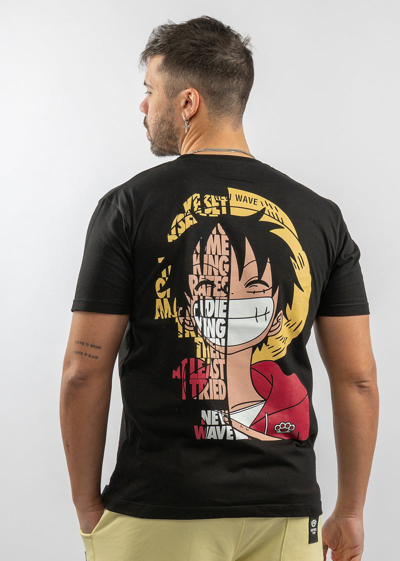 Ανδρική κοντομάνικη μπλούζα New wave clothing - 251-13 - luffy logo μαύρο