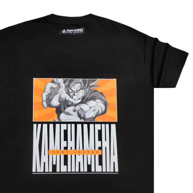 Ανδρική κοντομάνικη μπλούζα Tony couper  - T24/11 - goku kamehameha logo μαύρο