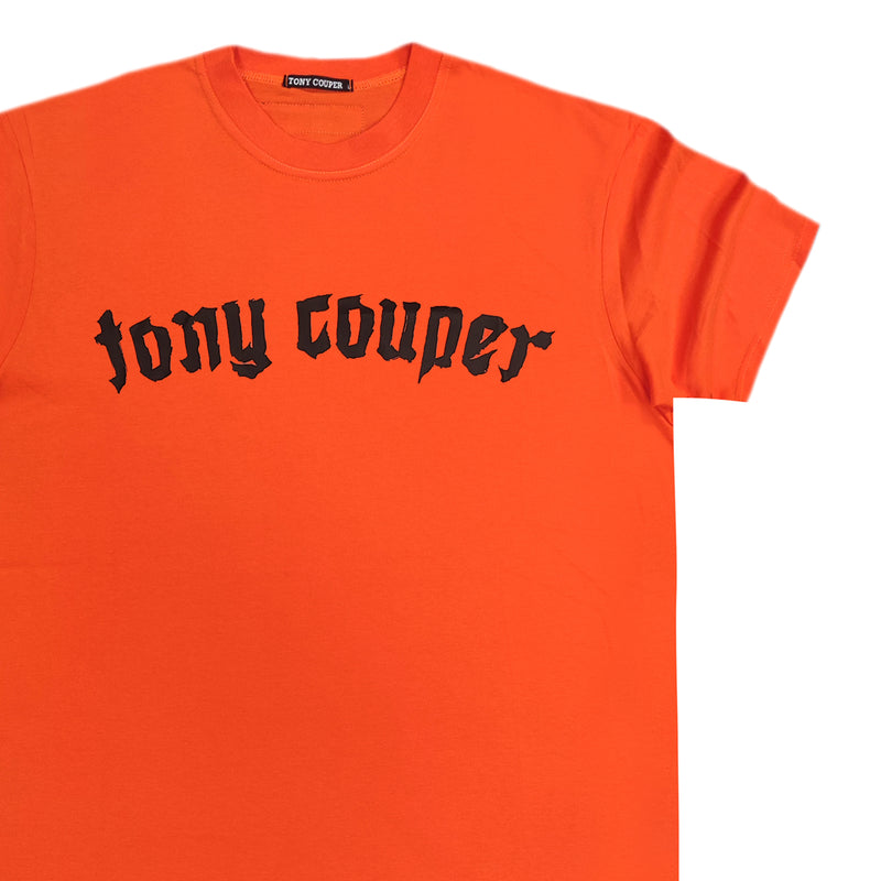 Ανδρική κοντομάνικη μπλούζα Tony couper - T24/34 - gothic logo πορτοκαλί