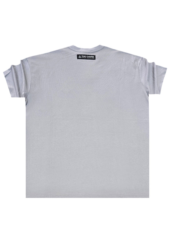 Ανδρική κοντομάνικη μπλούζα - Tony Couper - T25/18 - grey diamond logo loose fit t-shirt γκρι