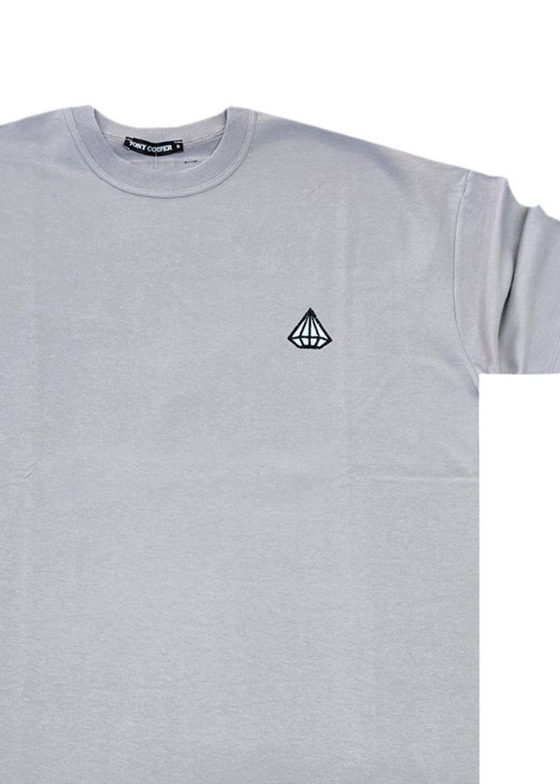 Ανδρική κοντομάνικη μπλούζα - Tony Couper - T25/18 - grey diamond logo loose fit t-shirt γκρι