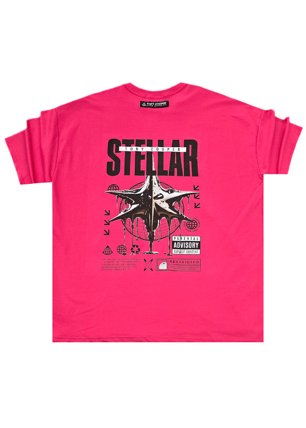 Ανδρική κοντομάνικη μπλούζα Tony couper - TO25/13 - stellar oversized t-shirt  fuchsia