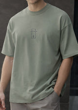 Ανδρική κοντομάνικη μπλούζα Tony couper - TO25/14 - olive line black logo oversized t-shirt χακί