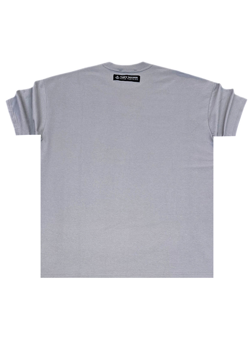 Ανδρική κοντομάνικη μπλούζα Tony couper - TO25/14 - grey line oversized t-shirt γκρι