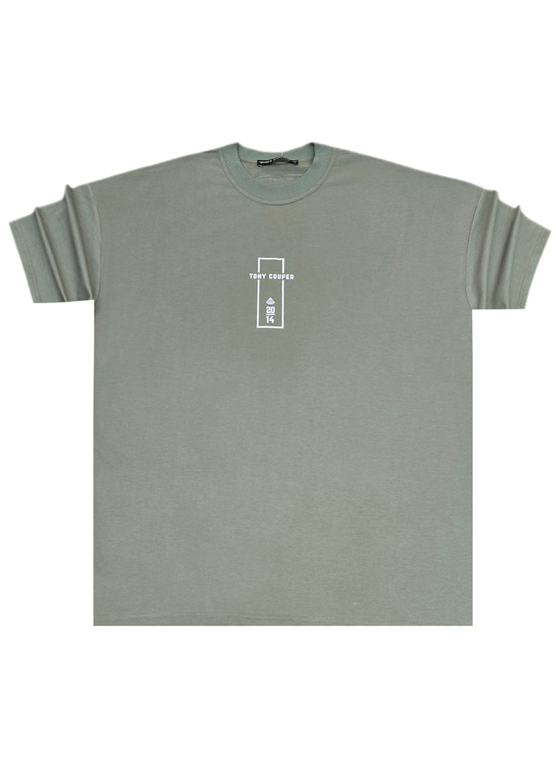 Ανδρική κοντομάνικη μπλούζα Tony couper - TO25/14 - olive line oversized t-shirt χακί