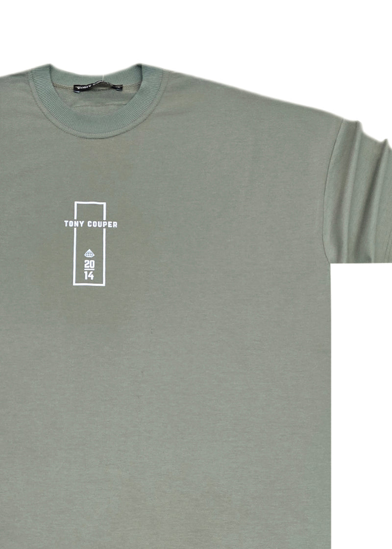 Ανδρική κοντομάνικη μπλούζα Tony couper - TO25/14 - olive line oversized t-shirt χακί