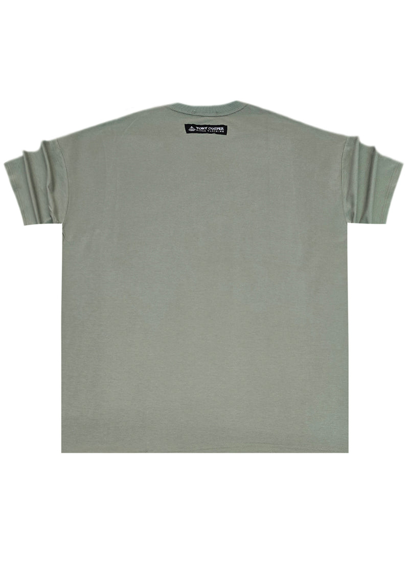 Ανδρική κοντομάνικη μπλούζα Tony couper - TO25/14 - olive line oversized t-shirt χακί