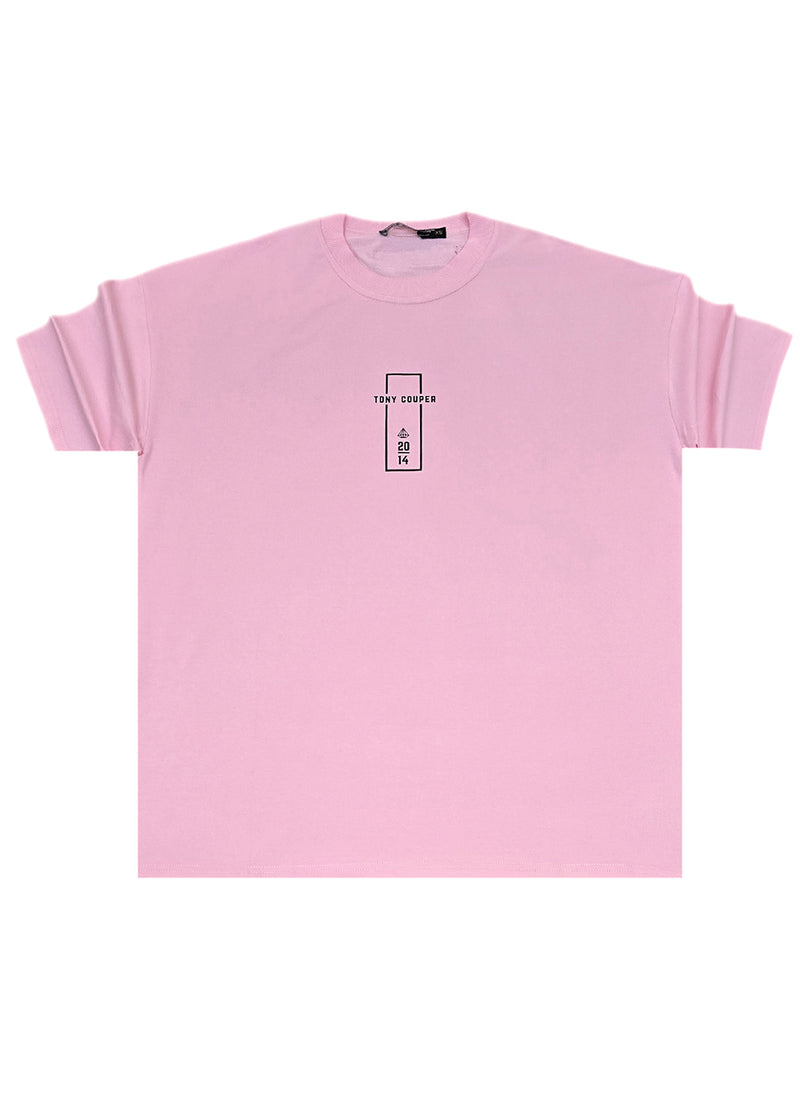 Ανδρική κοντομάνικη μπλούζα Tony couper - TO25/14 - pink line oversized t-shirt ροζ