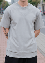Ανδρική κοντομάνικη μπλούζα Tony couper - TO25/11 - double V oversized fit t-shirt γκρι
