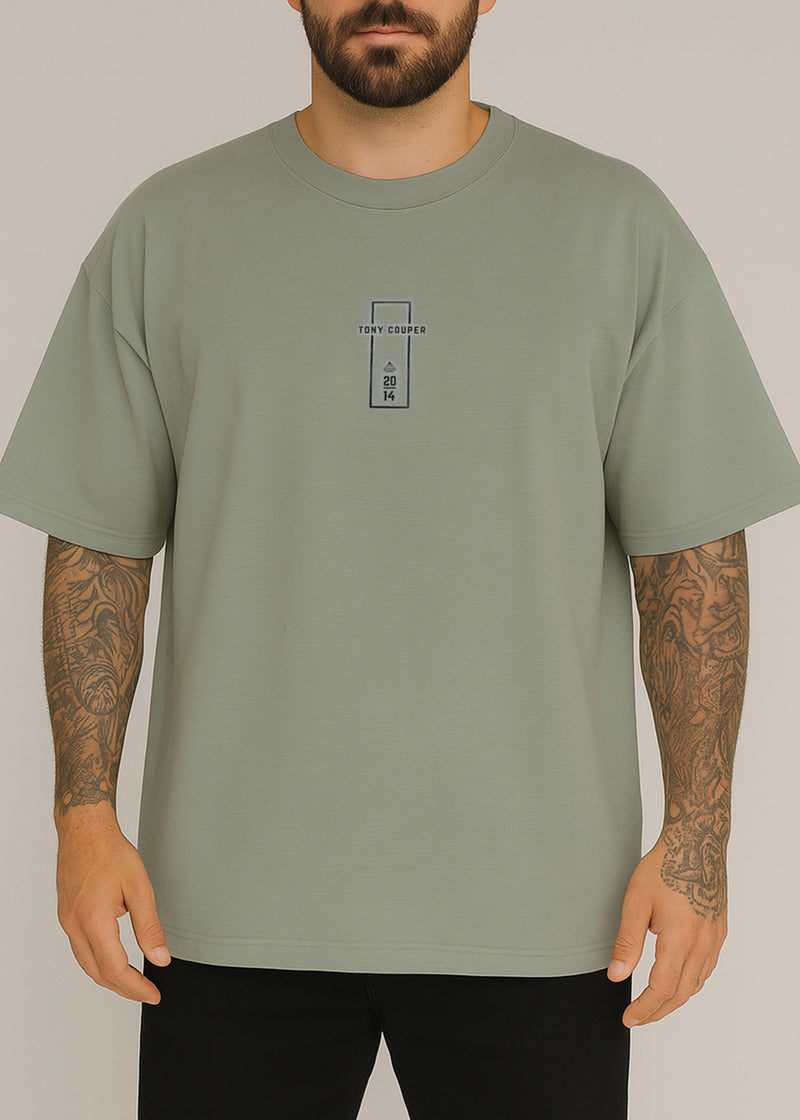 Ανδρική κοντομάνικη μπλούζα Tony couper - TO25/14 - olive line black logo oversized t-shirt χακί