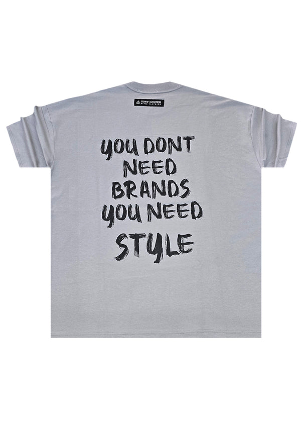 Ανδρική κοντομάνικη μπλούζα Tony couper - TO25/1 - oversized style no brands t-shirt grey