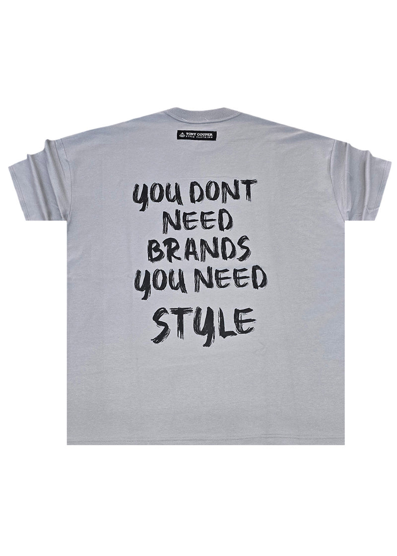 Ανδρική κοντομάνικη μπλούζα Tony couper - TO25/1 - oversized style no brands t-shirt grey