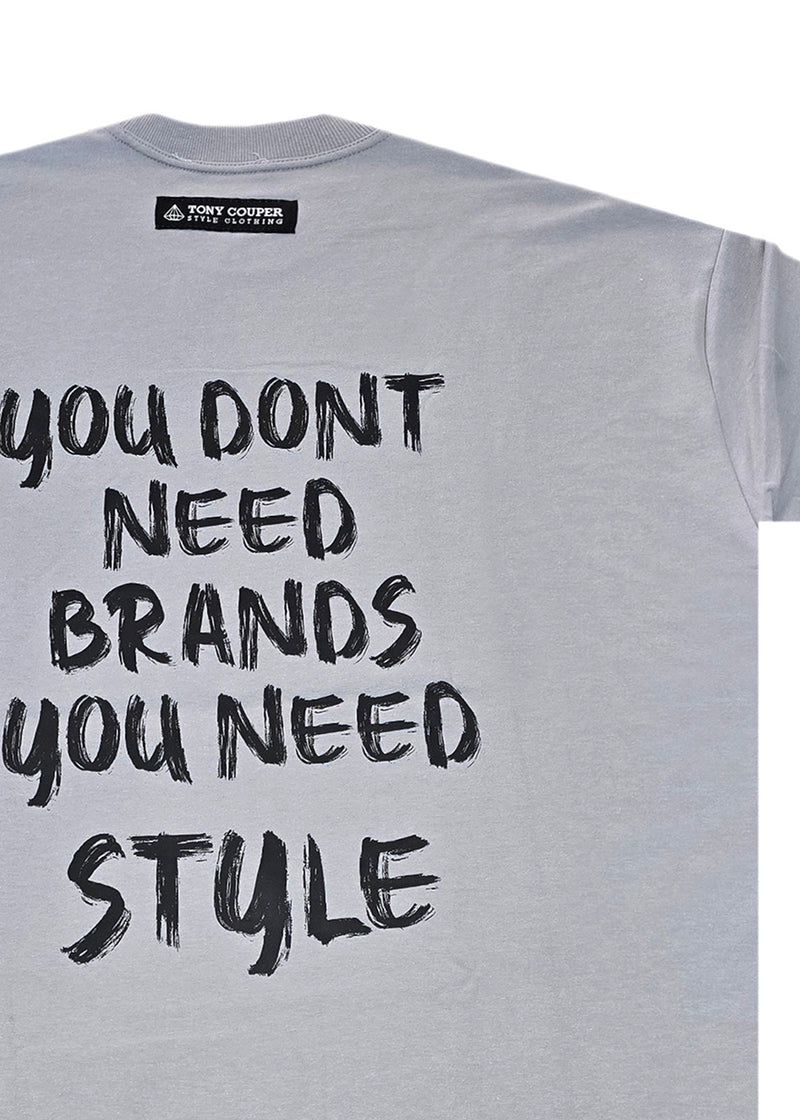 Ανδρική κοντομάνικη μπλούζα Tony couper - TO25/1 - oversized style no brands t-shirt grey