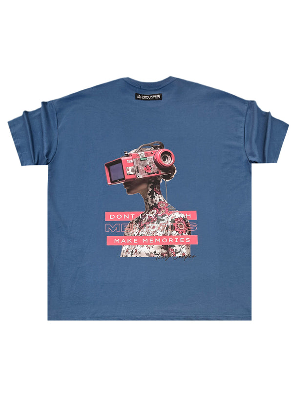 Ανδρική κοντομάνικη μπλούζα Tony couper - TO25/3 - VR memories oversized t-shirt blue
